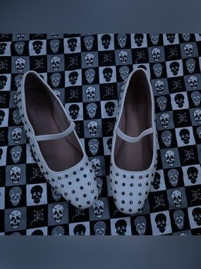 Ophelia Roe Off White Cream Studded Ballet Flats